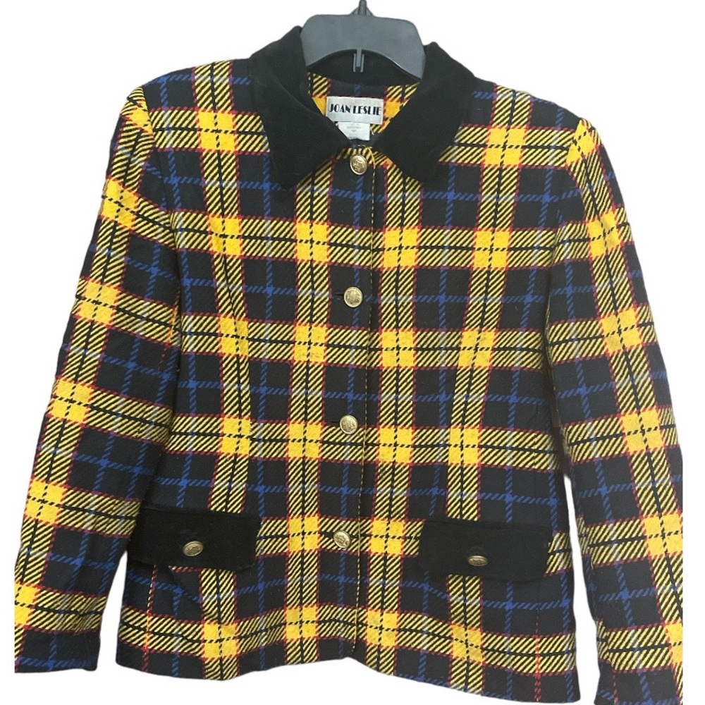 Joan Leslie Tartan Plaid Wool 90s Vintage  Button Front  10P